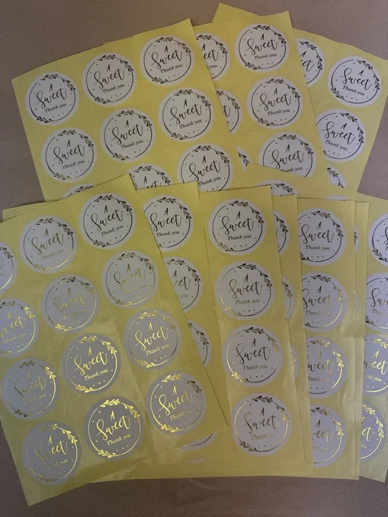 A Sweet Thank You 120 Count Round Stickers 10 sheets in the bundle gold writing
