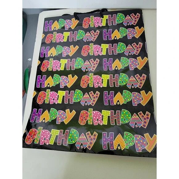 Gift Bag Happy Birthday Spellout Viola Vintage 2000s 15