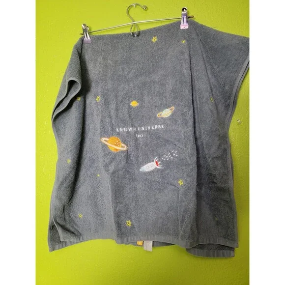 Apollobox Bath Towel Known Universe Blue Embroidered Space Stars Planets