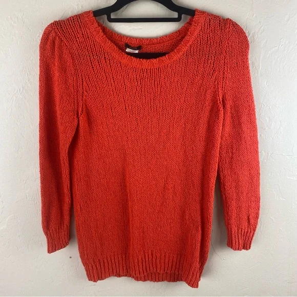 J. Crew Orange Cotton Linen Sweater Small