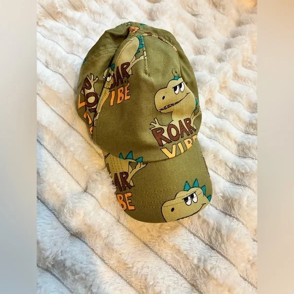 H&M Olive Green Cap with Dinosaur Print