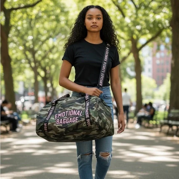 •Own the Chaos• “Emotional Baggage” x “Assholes Live Forever” Unisex Camo Duffle