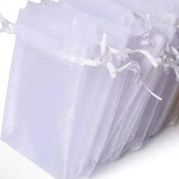 Qty15 Organza Drawstring White Favor Bags NWOT
