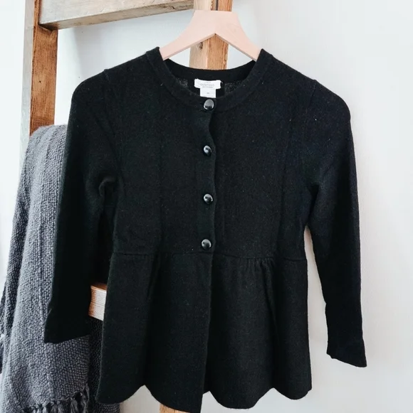 J. Crew Cashmere Black Peplum Cardigan Sweater (Size XS)