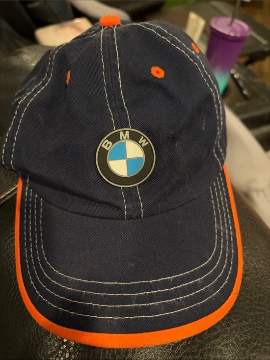 BMW Navy and Orange Boys Baseball Cap with Logo Patch.