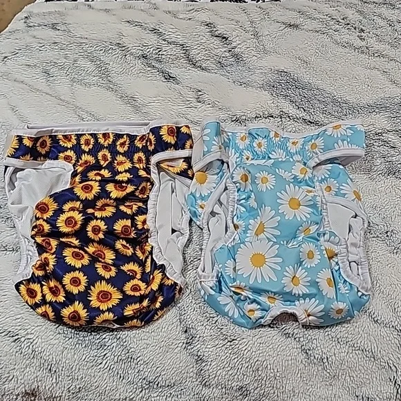 Set of 2 Pet Soft size XL Female Washable Diapers- Flower Print