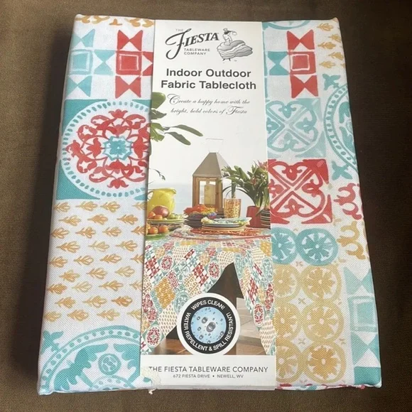 Fiesta Floral Print Spring Summer Dining Tablecloth 60”x 102” Water Repellent