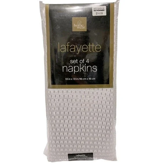 Homewear Lafayette Set of 4 Fabric Napkins White 18”x18”
