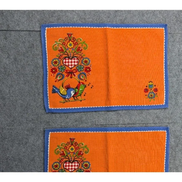 Vintage Cloth Napkins Set of 4 Retro 11x16 Inch Singing Birds Mid Century Style