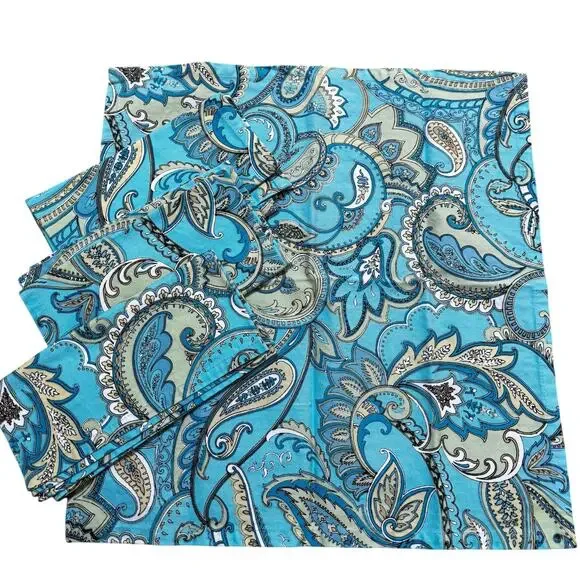 Ridgefield Home Colorful Cloth napkins set of 4 mod blue paisley cotton squares