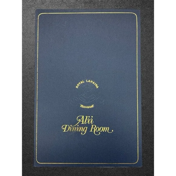 Vintage Royal Lahaina Hotel Menu Alii Dining Room Kaanapali Beach Maui Hawaii