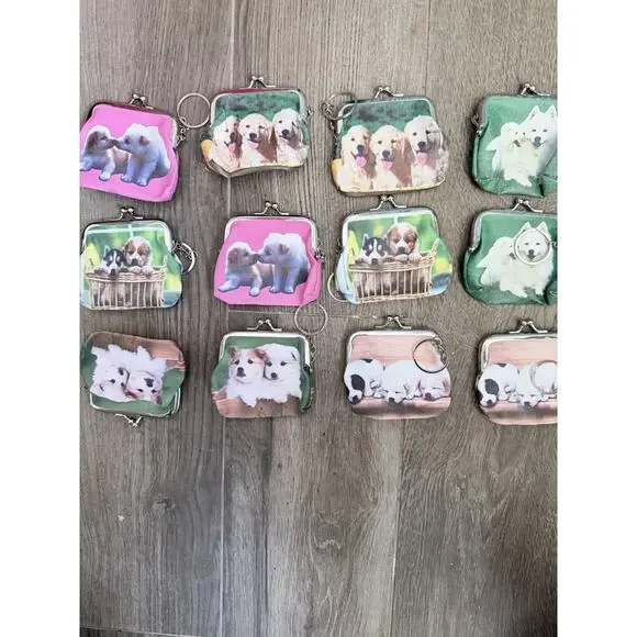 Dog Themed Coin/Key Chains Lot of 12 Various Breeds Great For Party Favors