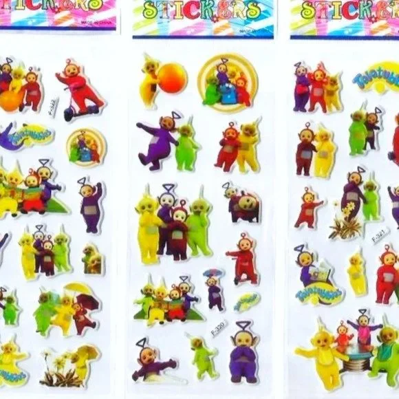 90's TELETUBBIES PUFFY STICKERS VINYL FOAM ADHESIVES PVC BUBBLE STICKER LOT Y2K