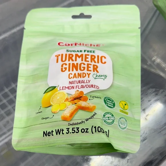 Turmeric Ginger Candy - Lemon Flavor (Green) price is for 5 packet