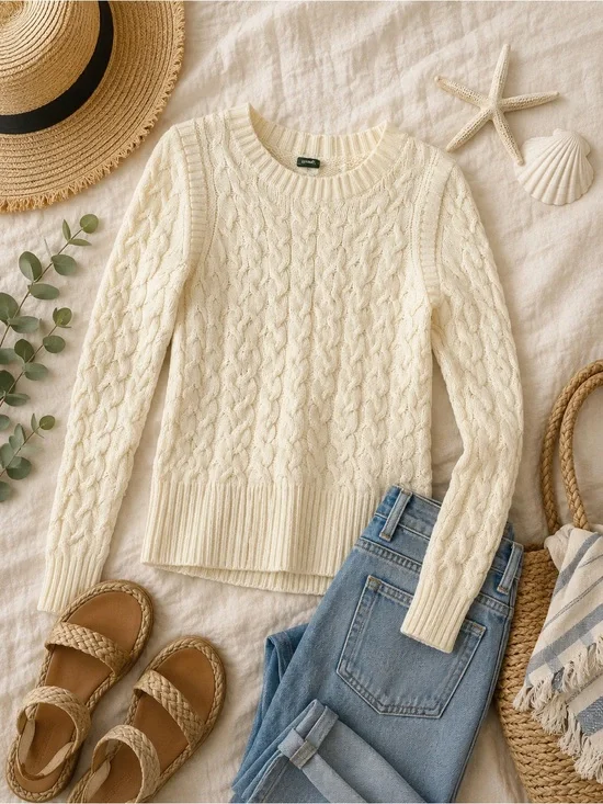 J. Crew Classic Cable Knit Sweater Size Small