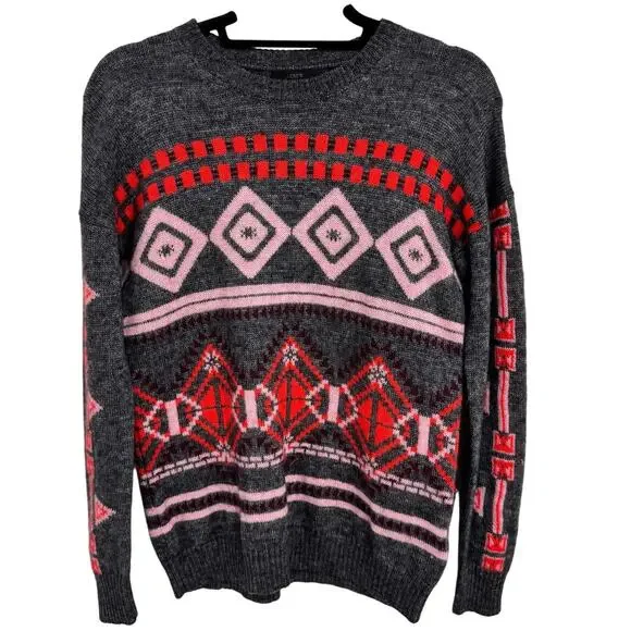 J. Crew Wool Blend Abstract Fair Isle Knit Sweater Womens Small