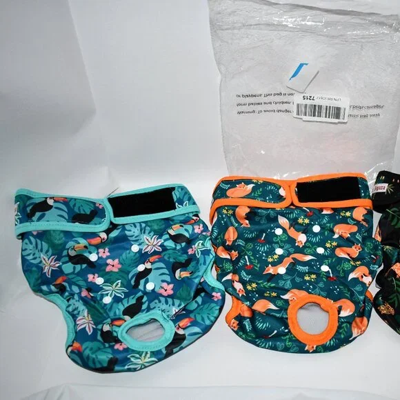 Fuz Bigaza Premium Washable Female Dog Diapers 3 pack-Animal Print -Size: XL NW
