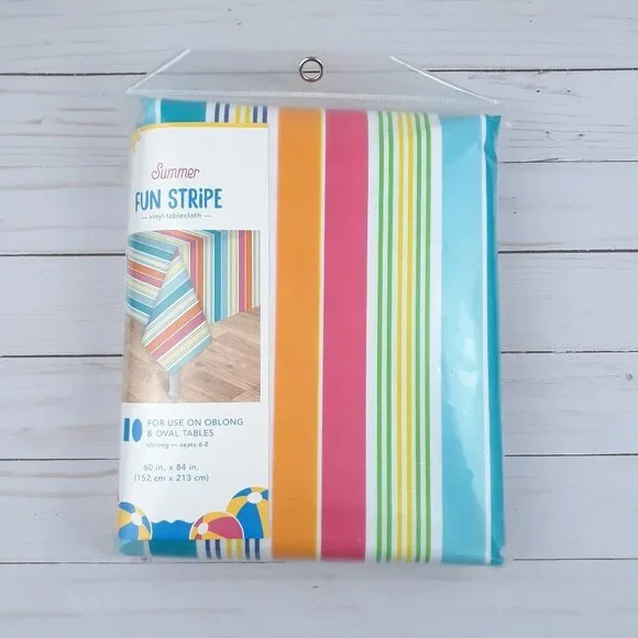 Vinyl Tablecloth Summer Fun Stripe 60x84