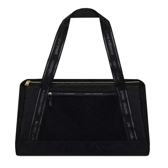 PACO RABANNE Weekender Bag in Black w Logo Strap