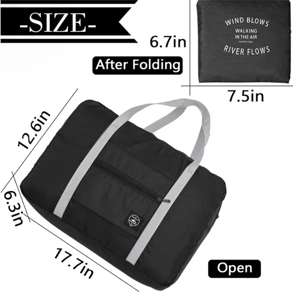 Sleek Black Duffel Bag with Gray Accents