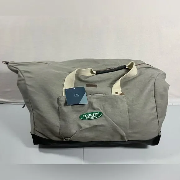 Cutter Buck Weekender Duffle Canvas Leather Trim Travel Bag “Country Companies”