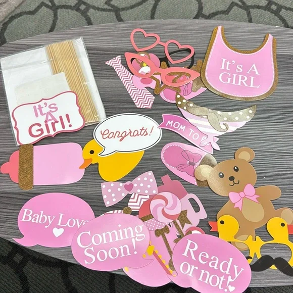 It’s a Girl paper photo props bundle new in excellent condition congrats