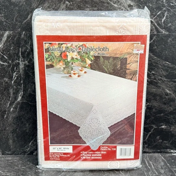 EX-CELL HOME FASHIONS, Inc. Vinyl Lace Tablecloth 60” x 90” White