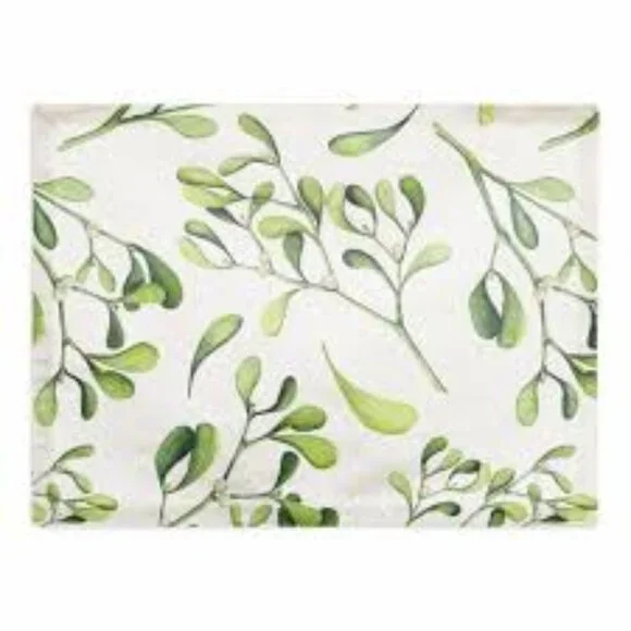 Poly Twill Floral Placemat | Green Rectangle Table Mat | 14” x 18”