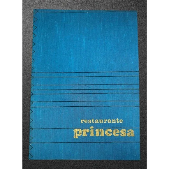 Vintage Restaurante Princesa Menu Blue Cover Mid Century Retro Ephemera Old