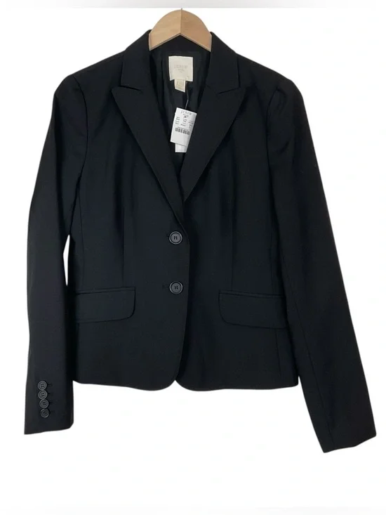 J. Crew Factory Black Wool Blazer Notch Collar Size 8 FLAW