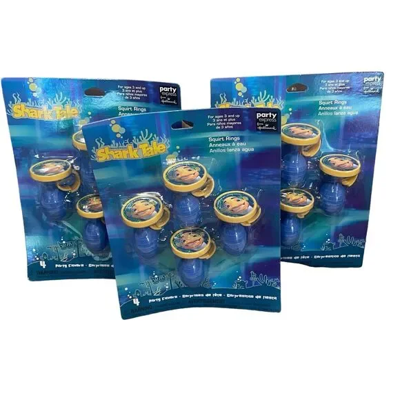 NEW VTG Lot Of 3 Dreamworks Shark Tale Party Favors RINGS Water Squirters 2004