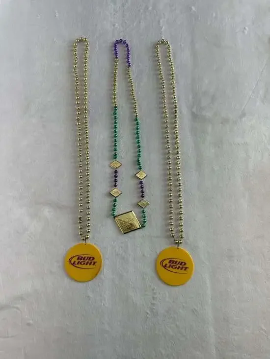 Lot of 3 Bud Light Mardi Gras Bead Necklaces