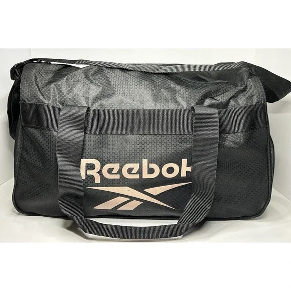 Reebok Duffel Bag Sports Gym Lightweight‎ Black With Rose Gold Logo
