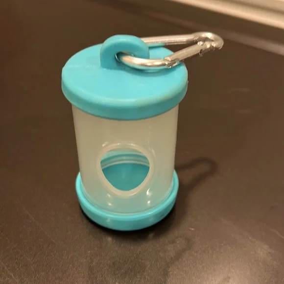 DOG poop bag holder with hook - blue