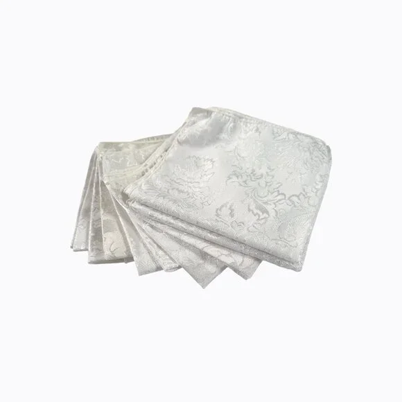 Vintage Fortunoff Napkin 12Pc Bundle Royalty Floral Damask Jacquard Pearl Cameo