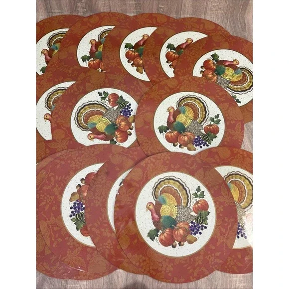 Lot Of 16 Thanksgiving Party Round Paper Kids Activity Placemat 80s by AGC 14