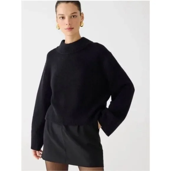 J.Crew Chunky Crewneck Sweater in Supersoft Yarn Black XS