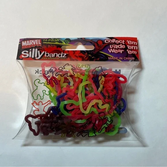 Silly Bandz Elastic Silicone Bracelets MARVEL HEROES shapes Bands, 4 sets of 24