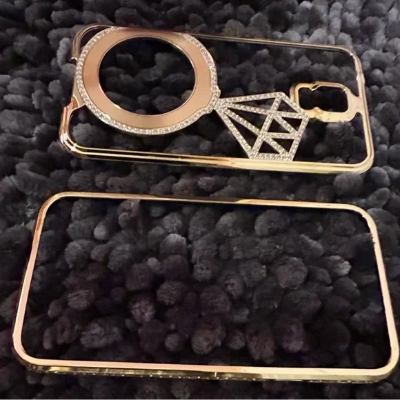 Samsung Galaxy S5 I9600 Diamond Crystals Rhinestone and Gold Case