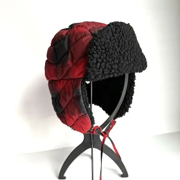 Old Navy Kids Quilted Trapper Hat Red Buffalo Print Ear Flaps Cousin Eddie S/M