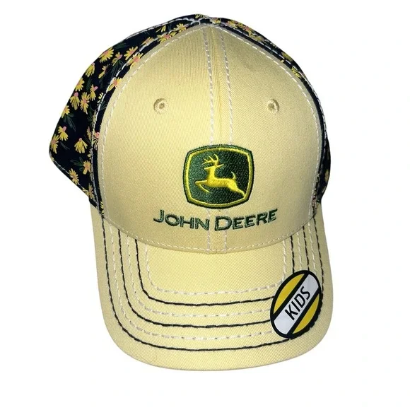 Kids John Deere Yellow Floral Print Baseball Cap Toddler One Size Snapback