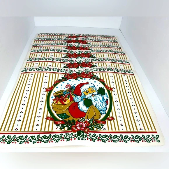 NEW OLD STOCK Vintage Santa Claus Vinyl Placemats Set of 6