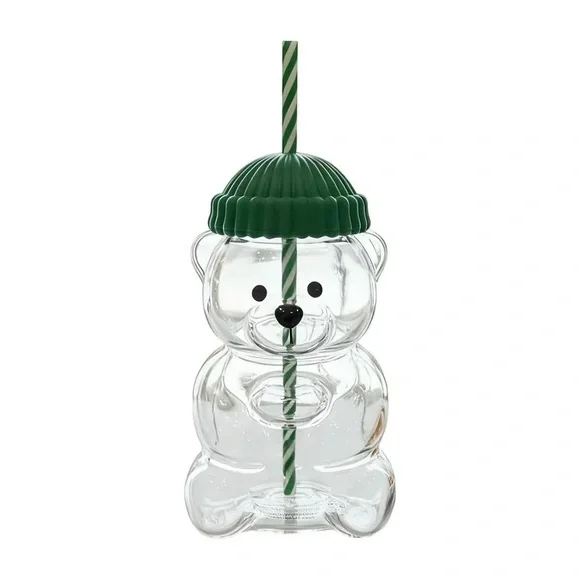 Green Bear Shaped Party Cup with Straw