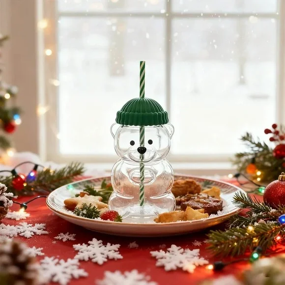 Green Bear Shaped Party Cup with Straw