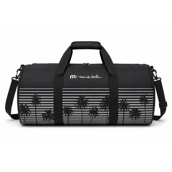 Travis Mathew Palm Stripe Duffel Bag Black Travel Gym Weekender