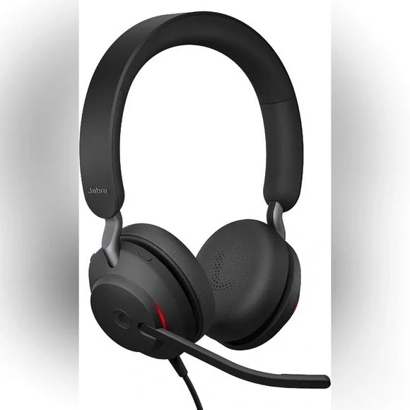 Jabra Evolve2 40 UC Wired Headphones, USB-C, Black, Passive Noise Cancellation.