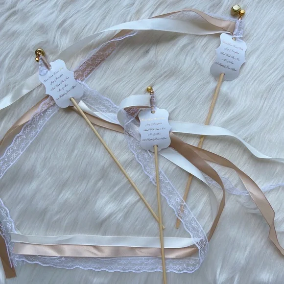 21 Handmade Wedding Send off Shakers with Bells Wedding Favors Lace Ribbon