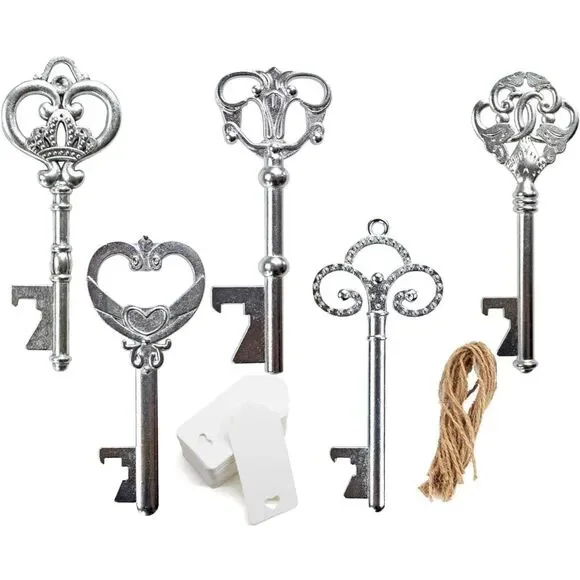 50 Pcs Vintage Key Bottle Opener Wedding House Warming Party Favors Gift Set