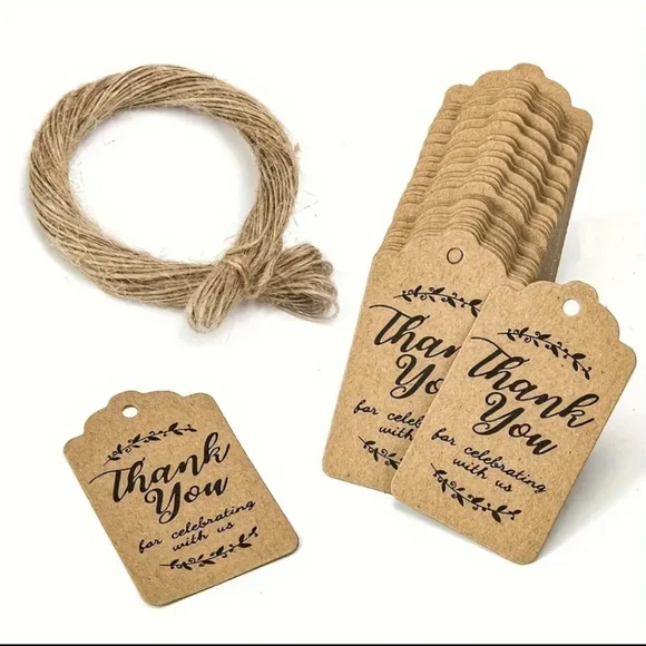 100 Thank you for celebrating with us- kraft paper cards with string