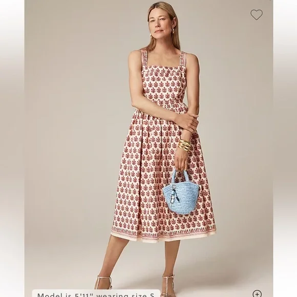 NWT J. Crew Embroidered apron dress in block print